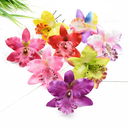 10 Pieces Artificial Flowers Cheap Thai Orchid Christmas Decoration for Home Wedding Shooting Props Beach Mannequin Head Flower [FLW]