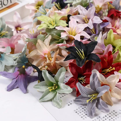 10/30/50 Pcs Silk Artificial Flower Lily Flower Head DIY Crafts Scrapbooking Home Wedding Room Party Wreath Decor Accessories [FLW]