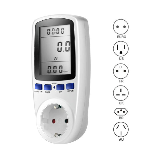 220V AC EU Digital LCD Power Meter Wattmeter Socket Wattage Kwh Energy Meter FR US UK AU BR Measuring Outlet Power Analyzer [MTR]