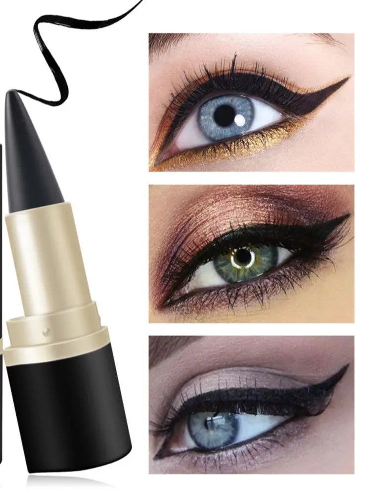 Black Eyeliner Pencil Waterproof Eye Enhancing Stick Solid Thick Gel Smooth 24 Hours Long Lasting Smoky Eye Liner Cosmetic Beaut [CSM]