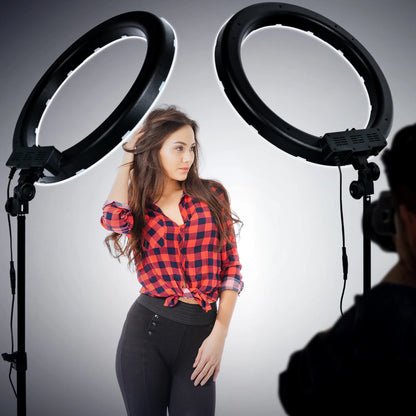 FOSOTO 18 Inch led Ring Light Photography Lamp Selfie Ringlight Led Ring Lamp With Tripod Stand For Makeup Youtube Tiktok [PHO]