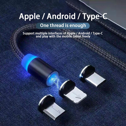 3A LED Magnetic USB Cable Fast Charging Type C Cable Magnet Charger Data Charge Micro USB Cable Mobile Phone Cable USB Cord [MOB]