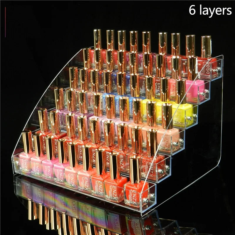 3/4/5/6/7 Layers Acrylic Nail Polish Display Organizer Shelf Clear Cosmetic Rack Tools Holder Frame Jewelry Stand Storage Box [CSM]