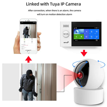 PGST PG-107 Tuya Wireless Home WIFI GSM Home Security With Motion Detector Sensor Burglar Alarm System APP Control Support Alexa [SEC]