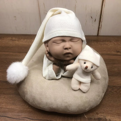 ❤️CYMMHCM Newborn Photography Props Cute Plush Ball Hat+Doll 2Pcs/set Infant Photo Accessories Studio Baby Shoot Cap Fotografia [PHO]