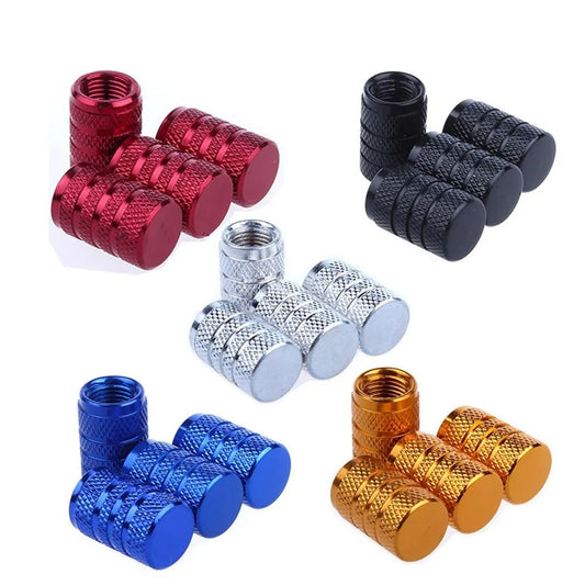 4Pcs Car Tire Valve Stems Cap Knurling Style Tire Valve Cap Aluminum Tire Wheel Stem Air Valve Cap car Universal accessories [CAR]