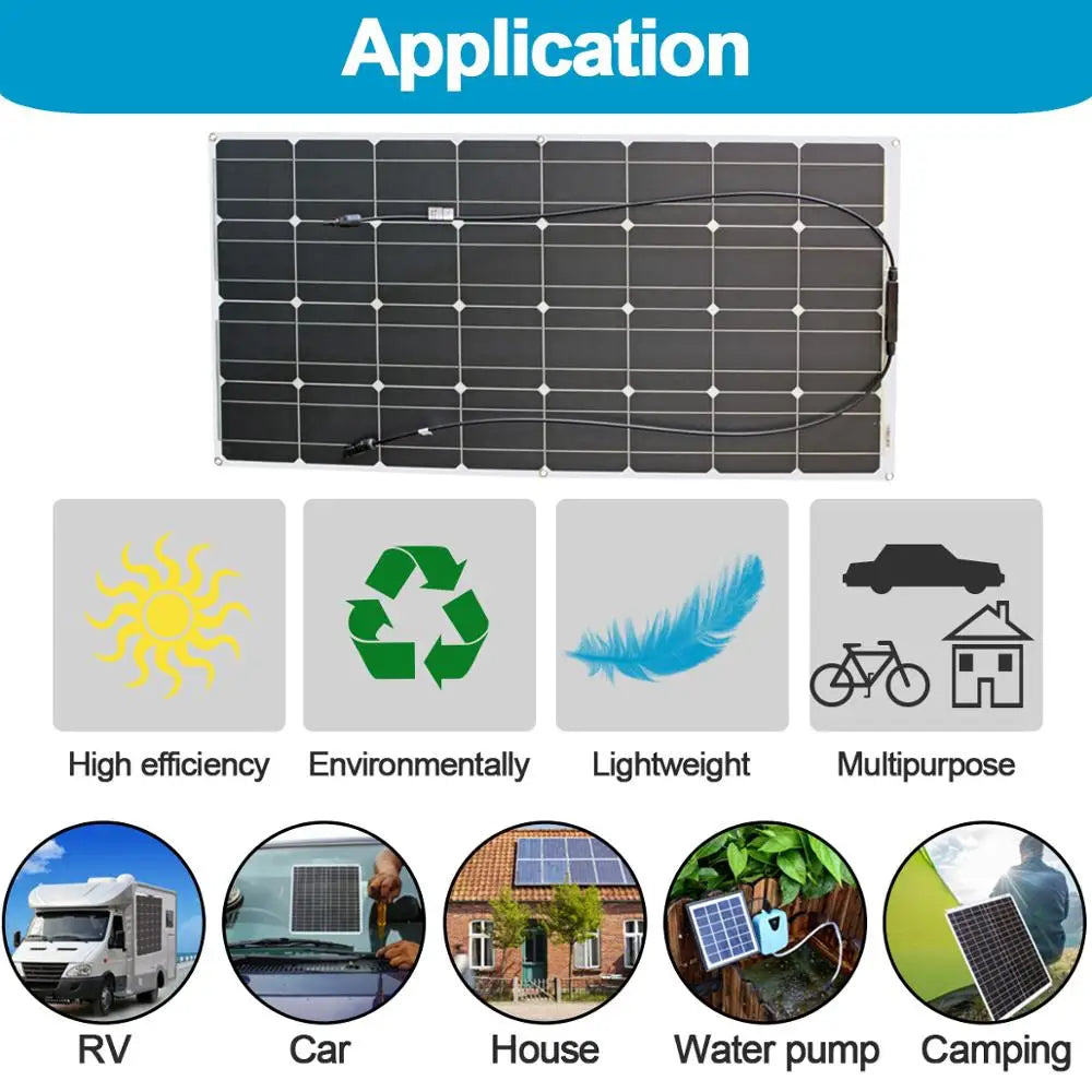 1000w flexible solar panel 12v 24v panel solar 100w monocrystalline  battery charger for rv electric car camping yacht [MRN]