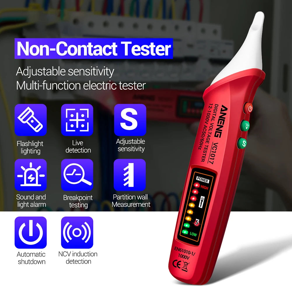 VC1017 Non-contact Pen Style LED Lights Electric Tools Sensor Tester Alarm  Intelligent AC Power Outlet Voltage Meter Voltmeter [TOL]