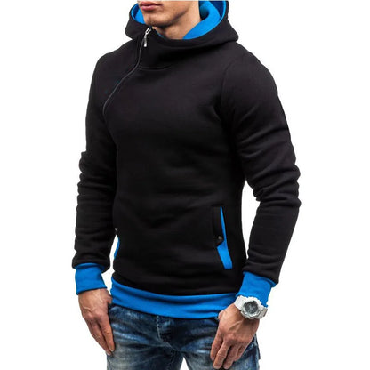 Men's Hoodies Sweatshirts New Slim Pullover Men's Hoody Sweatshirt for Male Diagonal Zipper Man Hood Sweatshirt [MEN]