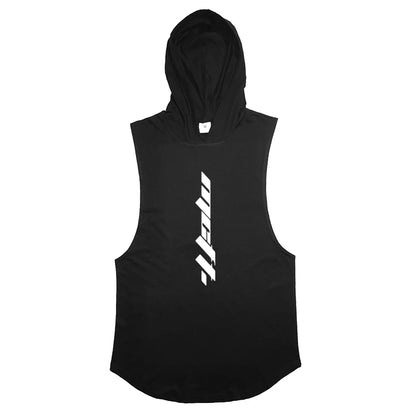 Men's Fit Sleeveless Hoodie Bodybuilding Gym Tank Tops Loose Workout Sleeveless Shirt Hoody Top Male [MEN]