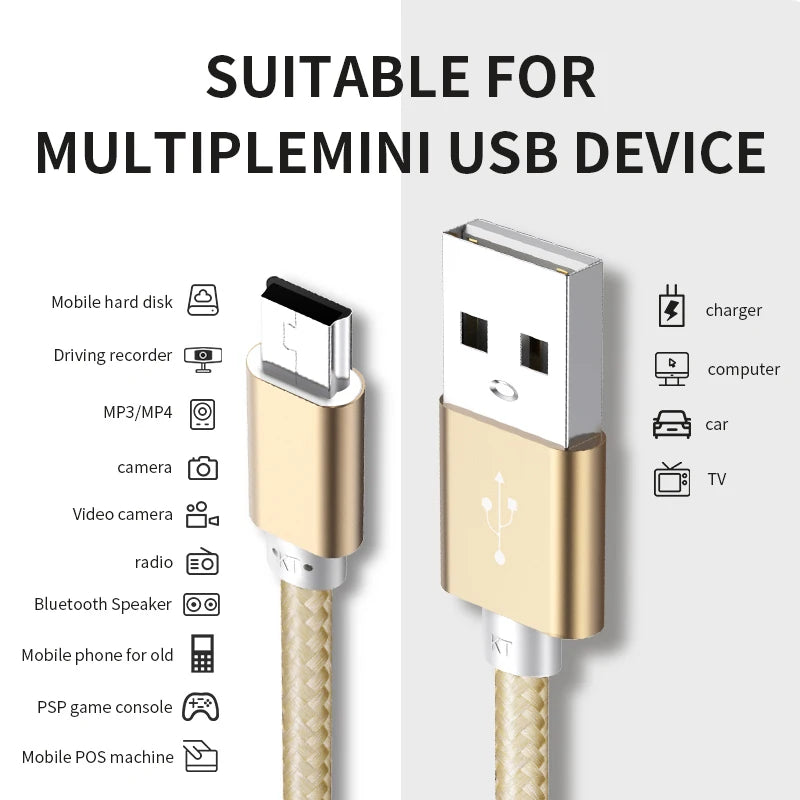 Kebiss Mini USB Cable Mini USB to USB Fast Data Charger Cable for MP3 MP4 Player Car DVR GPS Digital Camera HDD Mini USB [CAR]