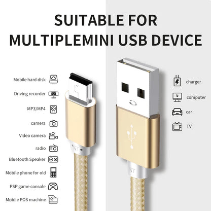 Kebiss Mini USB Cable Mini USB to USB Fast Data Charger Cable for MP3 MP4 Player Car DVR GPS Digital Camera HDD Mini USB [CAR]