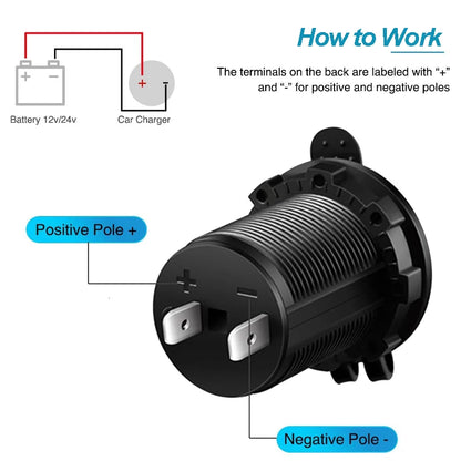 Car Cigarette Lighter Socket 12V-24V Waterproof Plug Power Outlet Adapter for Marine Boat Motorcycle Truck RV ATV with Wire D5 [MRN]