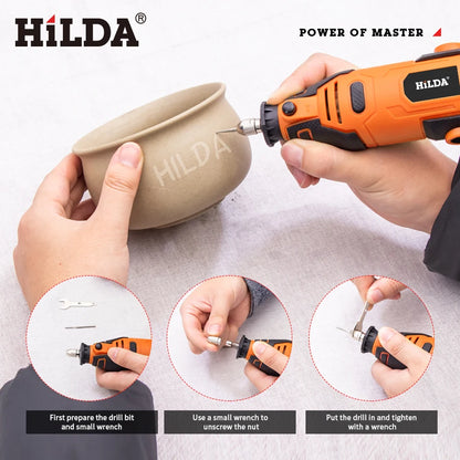 HILDA Electric Drill Grinder Engraving Pen Mini Drill Electric Rotary Tool Grinding Machine Accessories Power Tool [PTO]