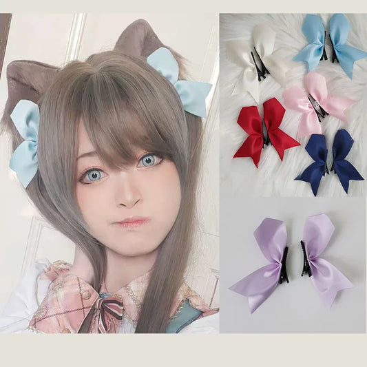 Bow tie clip Lolita headdress daily double ponytail hair accessories symmetrical bow [LOL]