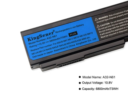 KingSener A32-N61 Laptop Battery for ASUS N61 N61J N61D N61V N61VG N61JA N61JV M50s N43S N43JF N43JQ N53 N53S N53SV A32-M50 [COM]