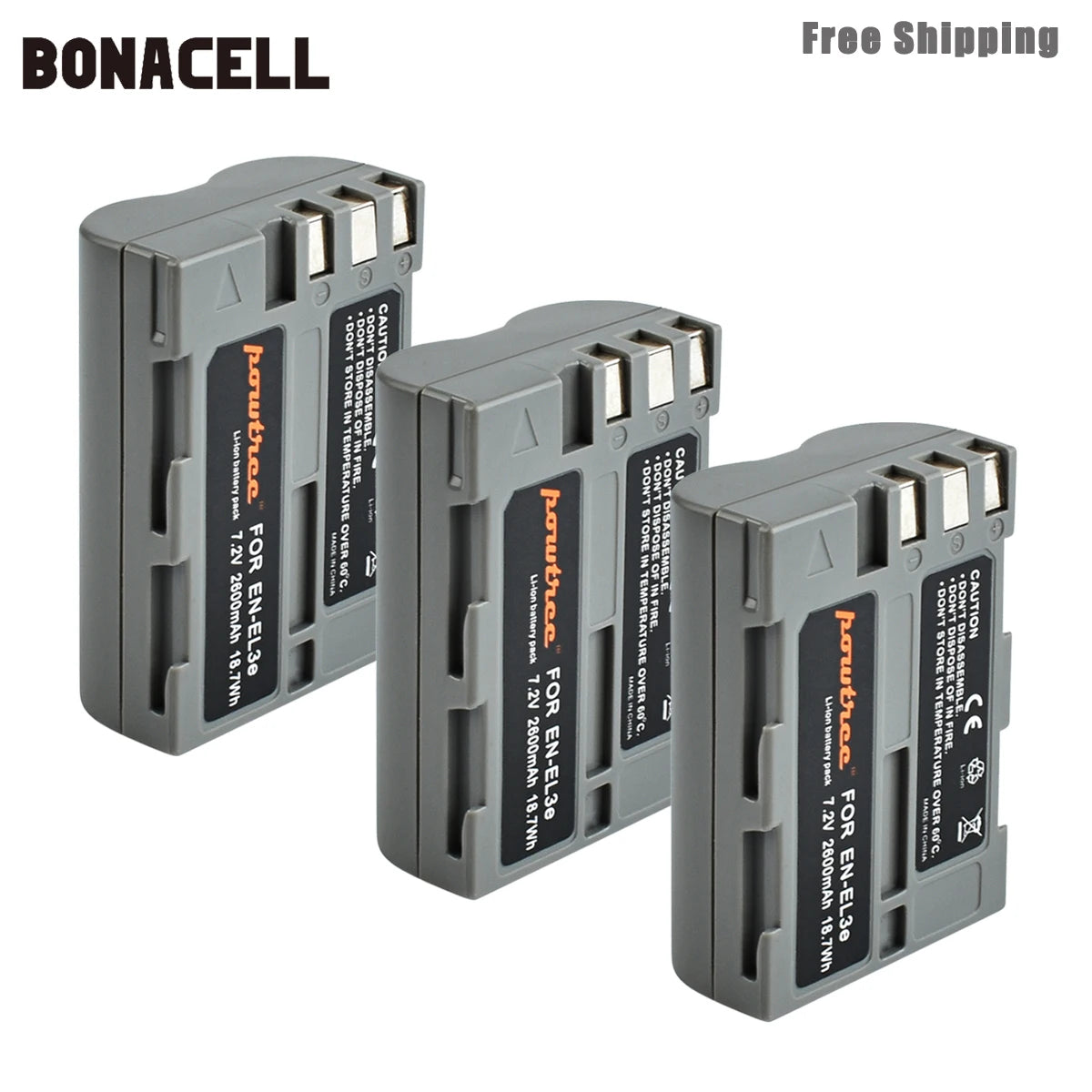 Bonacell 2600mAh EN-EL3e EN EL3e EL3a ENEL3e Digital Camera Battery for Nikon D300S D300 D100 D200 D700 D70S D80 D90 D50 L50 [BAT]