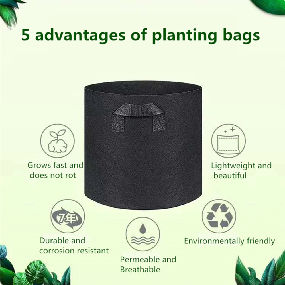 Planting bag black/grey potato fabric vegetable seedling  growing pot garden tools 1-15 gallon eco-friendly grow bag [GAR]