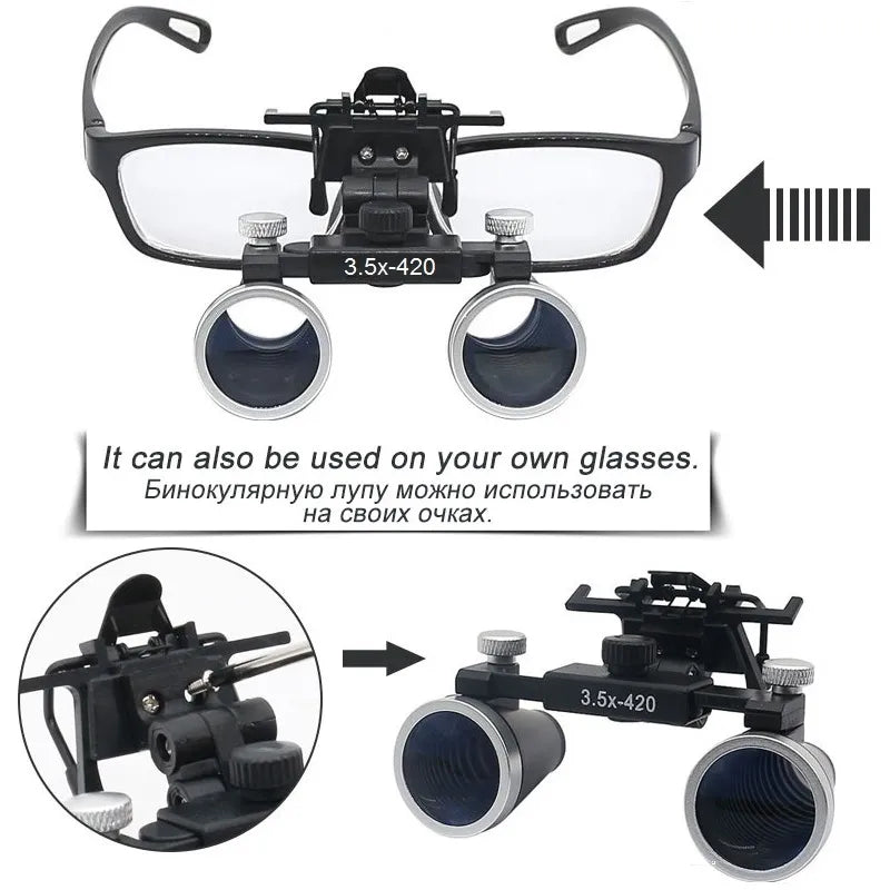 Dentistry Binocular Magnifier 2.5X 3.5X Ultra-lightweight Optical Loupes 320-420mm Magnifying Glass for Dental Surgery [DEN]