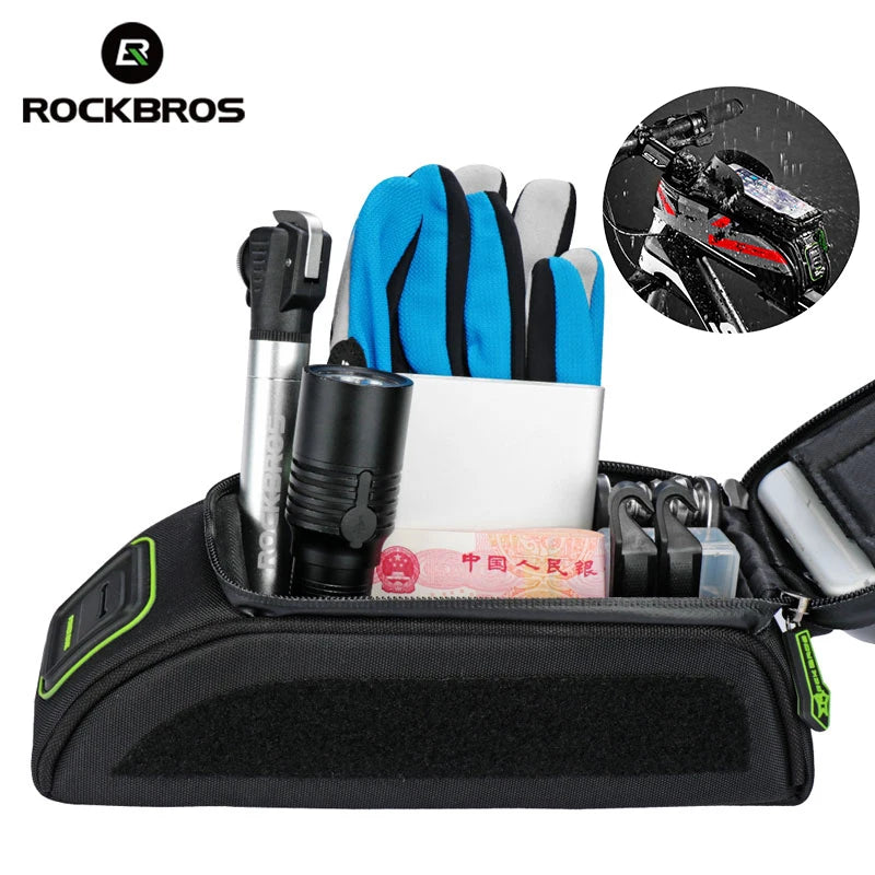 ROCKBROS Bicycle Frame Front Tube Waterproof Bike Bag Touch Screen Bike Saddle Package For 5.8 /6 in Cell Phone Bike Accessories [SPT]