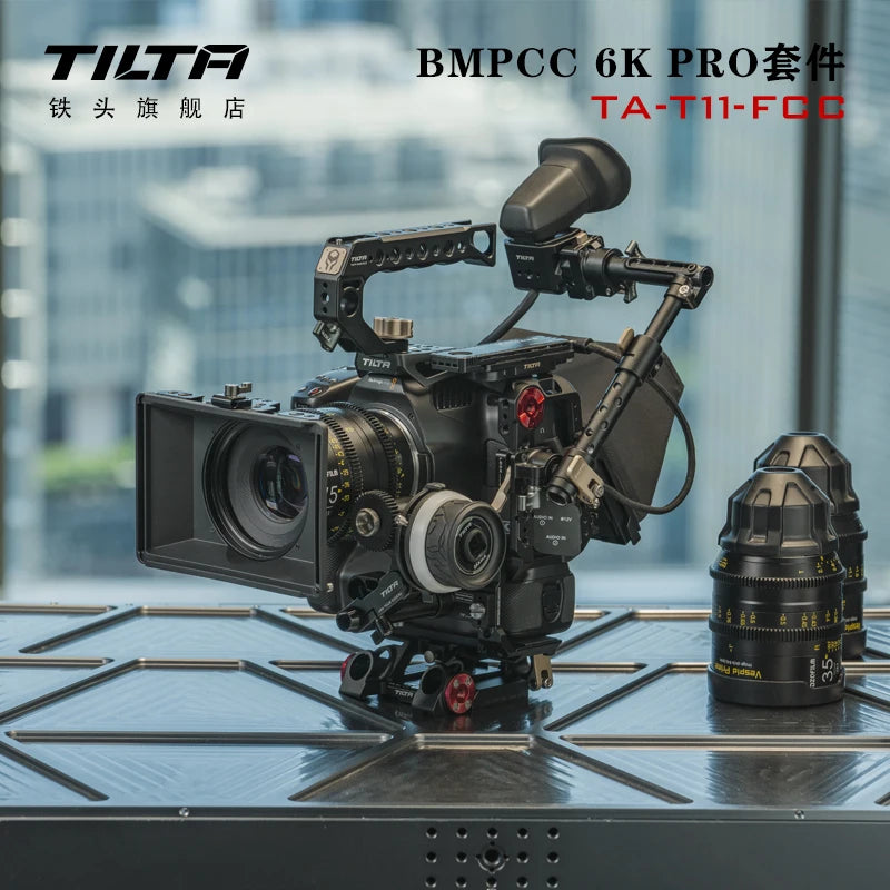 TILTA BMPCC 6K PRO Camera Cage TA-T11-A Dslr Rig Kit for BMD BMPCC 6K PRO Baseplate Top handle R/S side handle Armor [PHO]