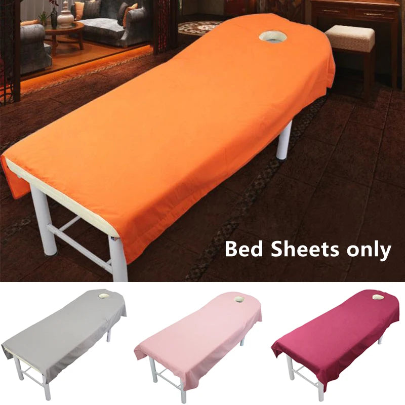 80cm*190cm Beauty Bedsheet Cosmetic Salon Sheets Spa Massage Treatment Polyester Table Cover Sheet with Hole Home Textile [CSM]