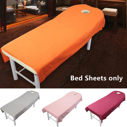 80cm*190cm Beauty Bedsheet Cosmetic Salon Sheets Spa Massage Treatment Polyester Table Cover Sheet with Hole Home Textile [CSM]