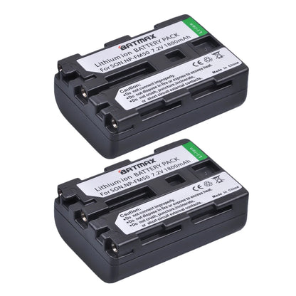 2Pcs NP-FM50 FM50 Battery + LCD Dual USB Charger for Sony NP-FM51 NP-FM30 NP-FM55H DCR-PC101 A100 Series DSLR-A100 Sony M Type [BAT]