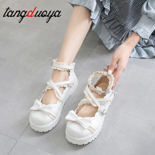 lolita shoes women japanese sweet white red black cosplay shoes kawaii shoes women lolita sneakers cute shoes zapatilla mujer [LOL]