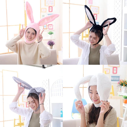 Women Men Funny Plush Ears Hood Hat Cute Rabbit Eastern Cosplay Costume Accessory Headwear Halloween Party Props [COS]