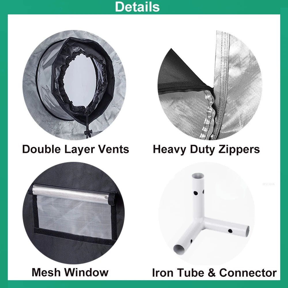 Grow Tent Hydroponics Tent Grow Light Parts Grow Box Dark Room Mylar For Growing Greenhouse Indoor Plant +Rope Ratchet [GAR]