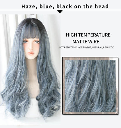 7JHH Wig Lolita Wig Women's Wave Ombre Brown Black Layer Hair Heat Resistant Long Cosplay Synthetic Wigs [LOL]