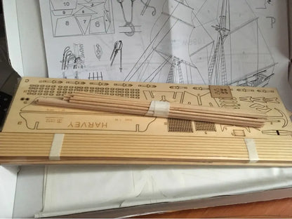 New Version Scale 1/96 Classics Ancient Ship wood Model Building Kits Harvey 1847 Wooden Sailboat DIY Home Decorations [TOYS]