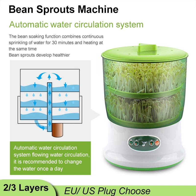 Digital Home DIY Bean Sprouts Maker Thermostat Green Seeds Growing Germinator Automatic Vegetable Seedling Growth Bucket Machine [HAP]