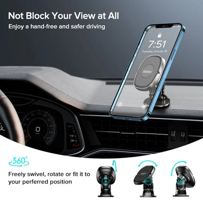 QOOVI Magnetic Car Phone Holder Stand 360 Degree Mobile Cell Air Vent Magnet Mount GPS Support For iPhone Xiaomi Samsung Huawei [PHH]