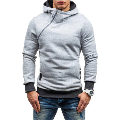 Men's Hoodies Sweatshirts New Slim Pullover Men's Hoody Sweatshirt for Male Diagonal Zipper Man Hood Sweatshirt [MEN]