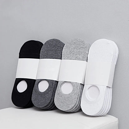 5Pair / Lot Fashion Happy Men Boat Socks Summer Autumn Non-slip Silicone Invisible Cotton Socks Male Ankle Sock Slippers Meia [SOX]