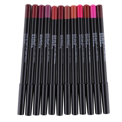 12pcs/set Professional Matte Lip Liner Pencil Set Waterproof Long Lasting Smooth Natural  Lipliner Pen Makeup Cosmetic Tools Kit [CSM]