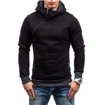 Men's Hoodies Sweatshirts New Slim Pullover Men's Hoody Sweatshirt for Male Diagonal Zipper Man Hood Sweatshirt [MEN]