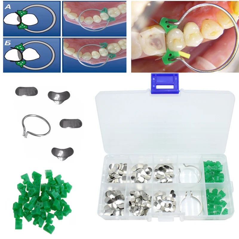 100Pcs/box Dental Sectional Contoured Matrices Matrix Ring Delta Wedges [DEN]