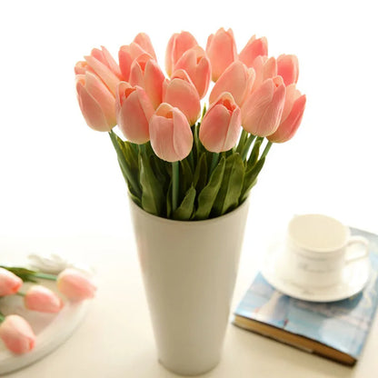 Free Shipping 31PCS/LOT PU Mini Tulip Artificial Flower Real Touch Wedding Floral Bouquet Christmas Home Party Decoration Gifts [FLW]