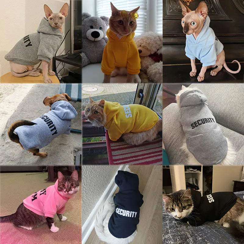 Security Cat Clothes Pet Cat Coats Jacket Hoodies For Cats Outfit Warm Pet Clothing Rabbit Animals Pet Costume For Small Dogs [PET]