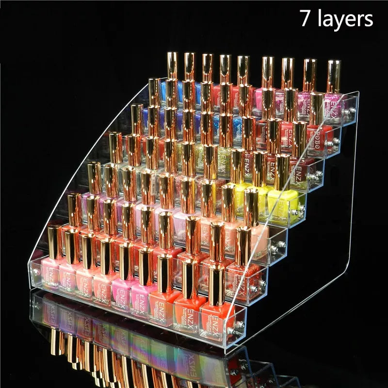 3/4/5/6/7 Layers Acrylic Nail Polish Display Organizer Shelf Clear Cosmetic Rack Tools Holder Frame Jewelry Stand Storage Box [CSM]