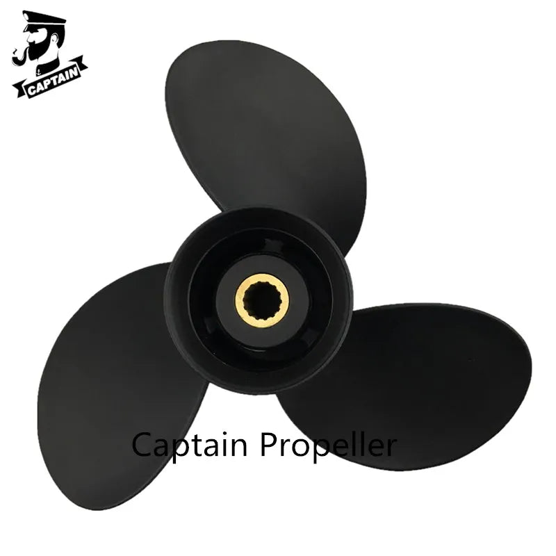 Captain Propeller 9.25x9 48-897750A11 Black Max Fit Mercury Tohatsu Marine Outboard Engine 9.9HP 15HP 20HP 14 Tooth Spline RH [MRN]