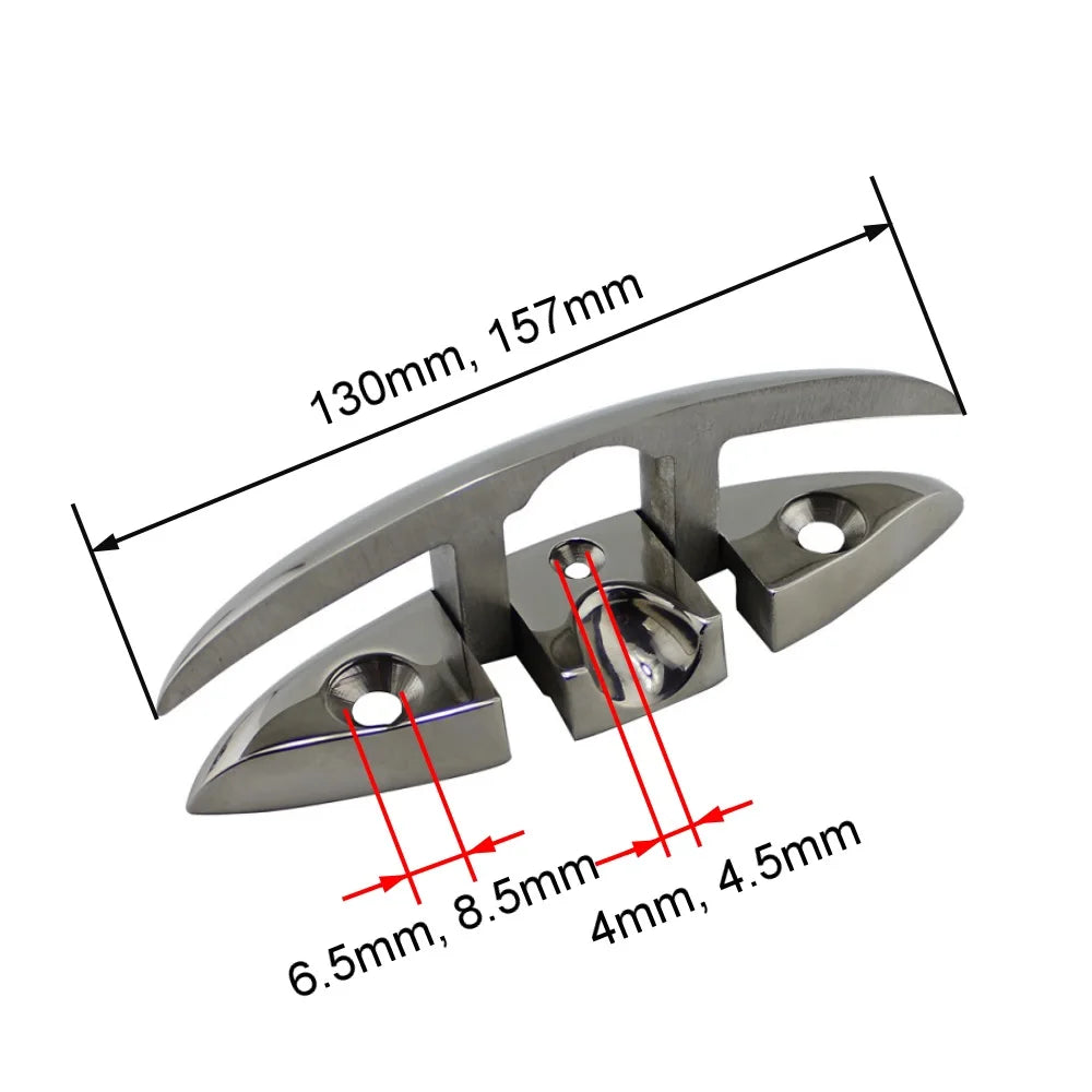 2PCS 316 Stainless Steel Folding Cleats Pull Filp Up Folding Cleat 5 inch 6 inch Manufactures Heavy Duty Marine Hardware Boat [MRN]