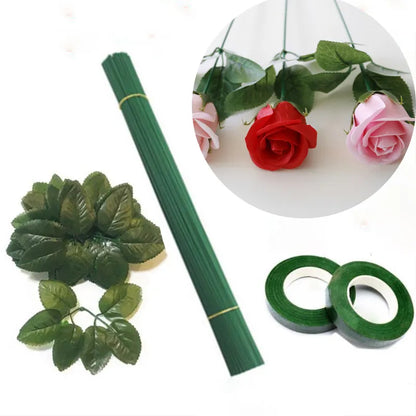 Artificial Flower Vase Decor Stem Iron Needlework Wire Plant Wall Accessories For DIY Craft Supplies Plastic Rose Stick Pole [FLW]