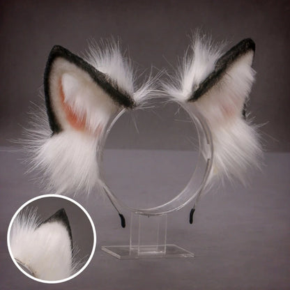 Lovely Faux Fur Wolf Ears Headband Realistic Furry Fluffy Animal Hair Hoop Lolita Anime Masquerade Cosplay Costume [COS]