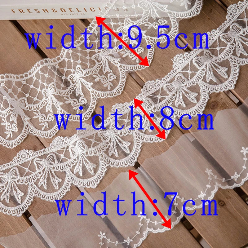 Lolita Lace Ribbon White 2yards Sewing Accessories 3D Butterfly Embroidery Fringe Trimmings For Dress Home Decorative DIY Crafts [LOL]