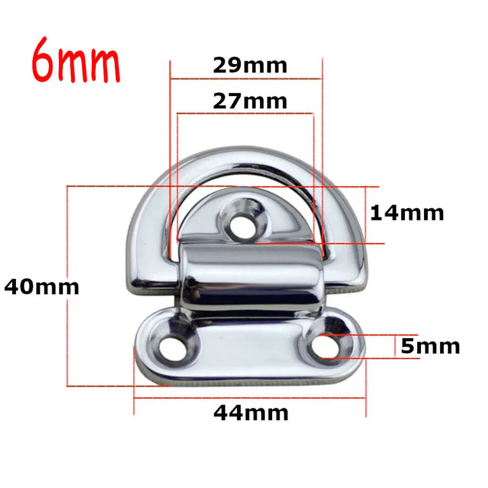 4PCS 316 Stainless Steel D ring Deck Folding Pad Eye Lashing Tie Down Cleat for Yacht Motorboat Truck Mirror Polish Marine Grade [MRN]