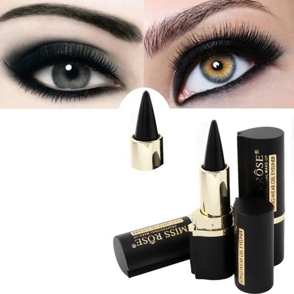 Black Eyeliner Pencil Waterproof Eye Enhancing Stick Solid Thick Gel Smooth 24 Hours Long Lasting Smoky Eye Liner Cosmetic Beaut [CSM]